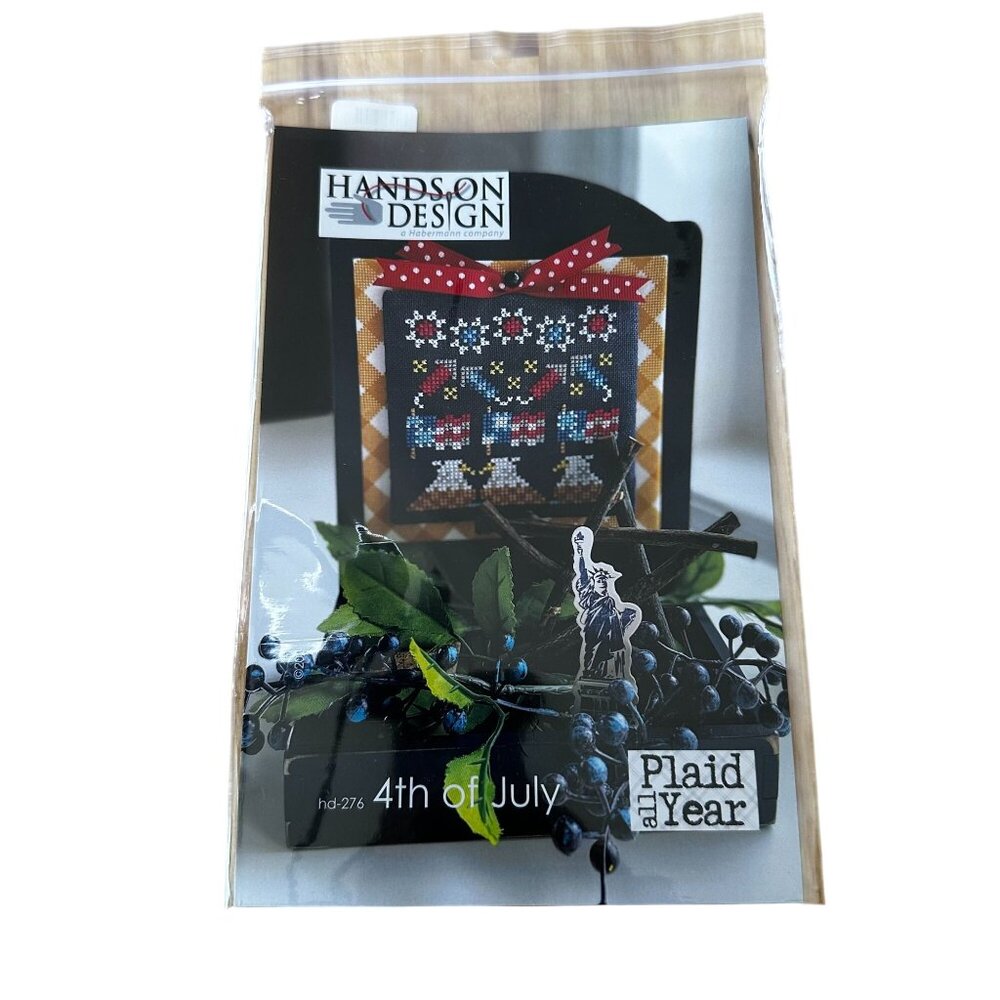 Hands On Design 4th Of July Cross Stitch Kit Pattern Plaid All Year USA Eagles
